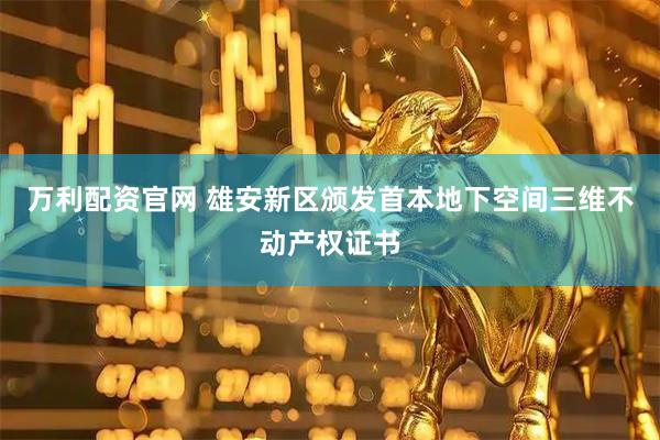 万利配资官网 雄安新区颁发首本地下空间三维不动产权证书